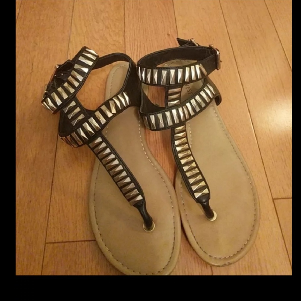 Gold and Black gladiator sandals